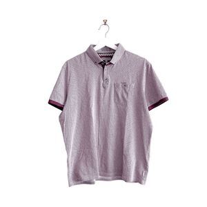 Ted Baker Mens Geometric Short Sleeve Pocket Cotton Polo Shirt Maroon Size XL